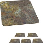 Onderzetters voor glazen - Roest - Leisteen - Stenen - Industrieel - 10x10 cm - Glasonderzetters - 6 stuks