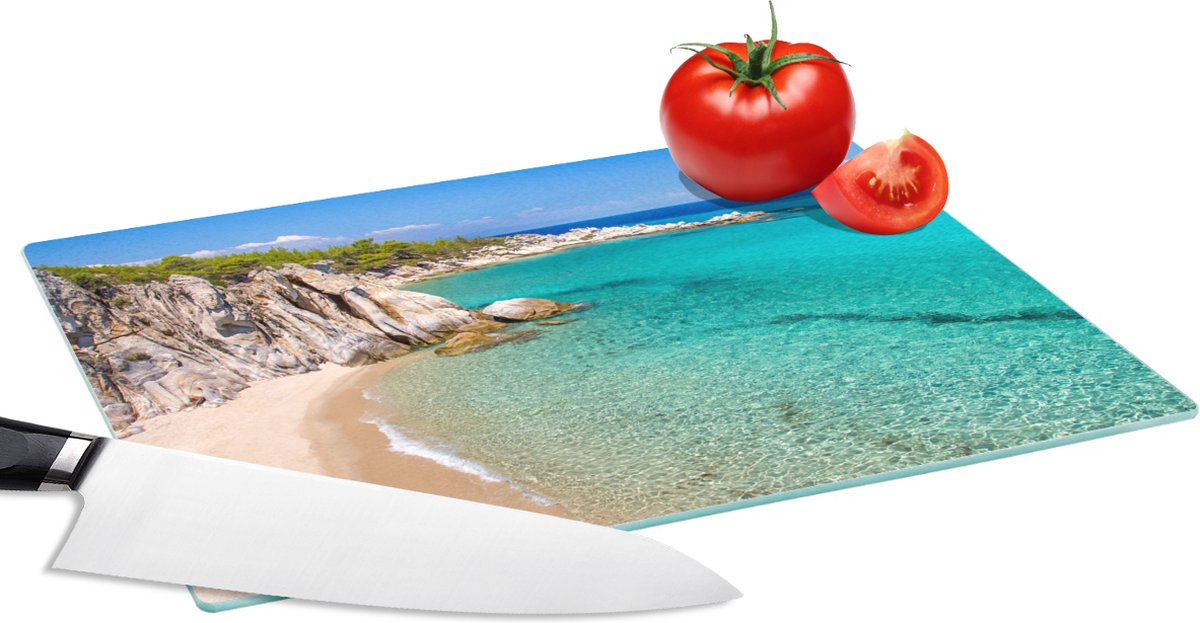 Glazen Snijplank - 28x20 - Zee - Strand - Zomer - Snijplanken Glas