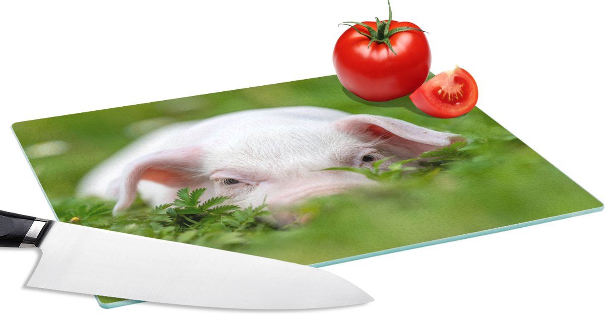 Glazen Snijplank - 28x20 - Varken - Dieren - Big - Snijplanken Glas