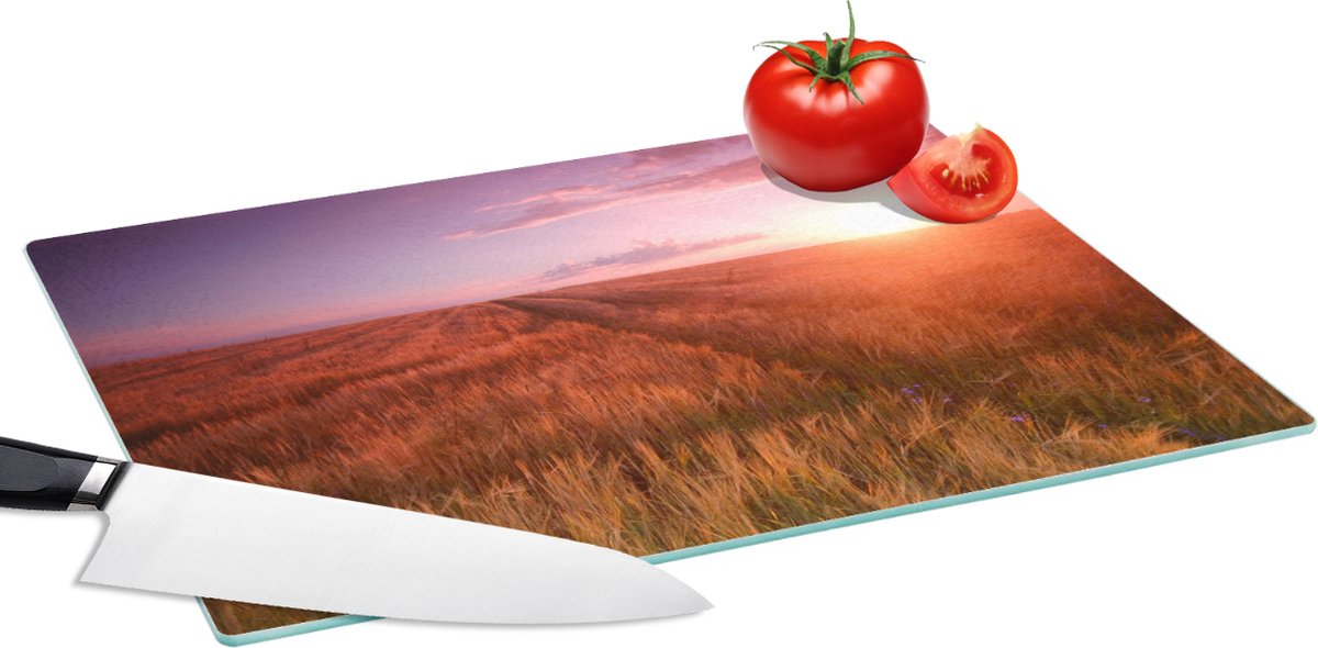 Glazen Snijplank - 39x28 - Grasveld - Zon - Avond - Landschap - Snijplanken Glas