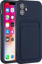 LuxeBass Hoesje geschikt voor iPhone 13 - Siliconen hoesje - Blauw - Pasjeshouder - telefoonhoes - gsm hoes - gsm hoesjes