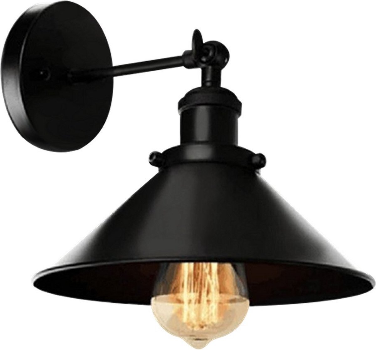 Zwarte wandlamp - kamerlamp - Ø22 cm - Zwart - Metaal - Industrieel - E27 - 240V - zonder lichtbron