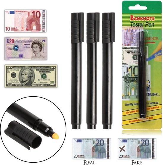 Stylo à faux billets Zokana 3 pièces Stylo à faux billets Stylo à faux billets