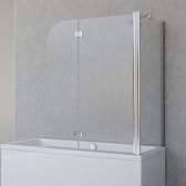 Schulte badwand 2 delig - 112x142cm, inclusief zijwand voor een bad van ca. 75 cm - transparant veiligheidsglas - chroom,