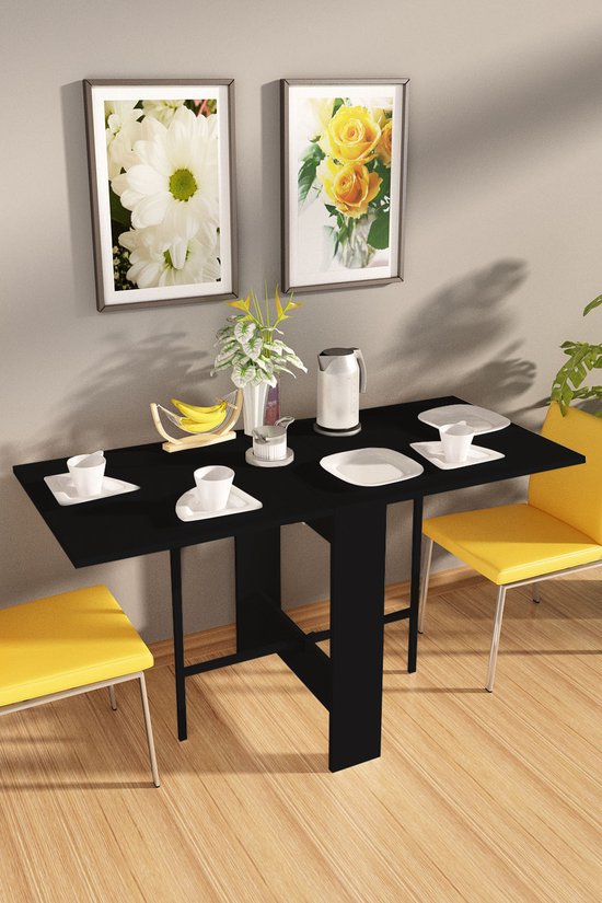 Beckenbau - Table à manger - Table à manger extensible - Pliable - 134 x 60 x 72 cm - Zwart