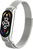 Milanees Smartwatch bandje - Geschikt voor Xiaomi Mi Band 7 Milanese band - zilver - Strap-it Horlogeband / Polsband / Armband