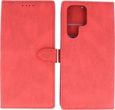 Hoesje Geschikt voor Samsung Galaxy S22 Ultra - Portemonnee Book Case - Kaarthouder & Magneetlipje - Kunstleer - Rood