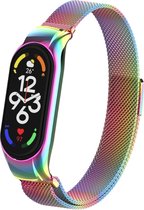Milanees Smartwatch bandje - Geschikt voor Xiaomi Mi Band 7 Milanese band - regenboog - Strap-it Horlogeband / Polsband / Armband