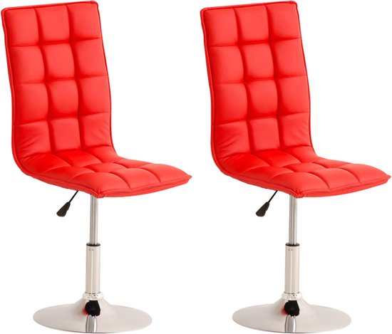 CLP Peking Set van 2 Eetkamerstoelen - Kunstleer rood