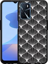 Oppo A54s Hoesje Zwart White Abstract Pattern - Designed by Cazy