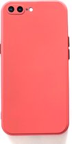 IPhone7+/8+ Hoesje Back Cover met camera bescherming Donker roze 1x Gratis Glass Screenprotector