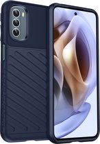Mobigear Hoesje geschikt voor Motorola Moto G31 Telefoonhoesje Flexibel TPU | Mobigear Groove Backcover | Moto G31 Case | Back Cover - Blauw