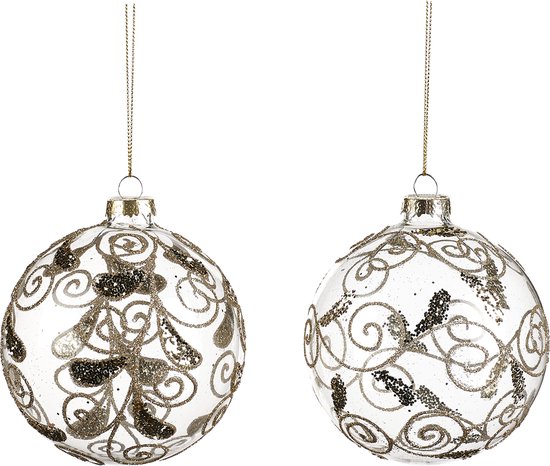 Goodwill Boule de Noël Glas Wit- Goud 10 cm Offre de réduction Ass.par 2 pièces