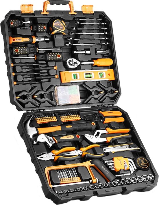 WORKPRO gereedschapskoffer uitgerust, 160 stuks. Gereedschapsset, gevulde gereedschapskoffer, alledaags handgereedschap voor huishouden, garage