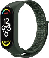 Nylon Smartwatch bandje - Geschikt voor Xiaomi Mi Band 7 nylon bandje - legergroen - Strap-it Horlogeband / Polsband / Armband