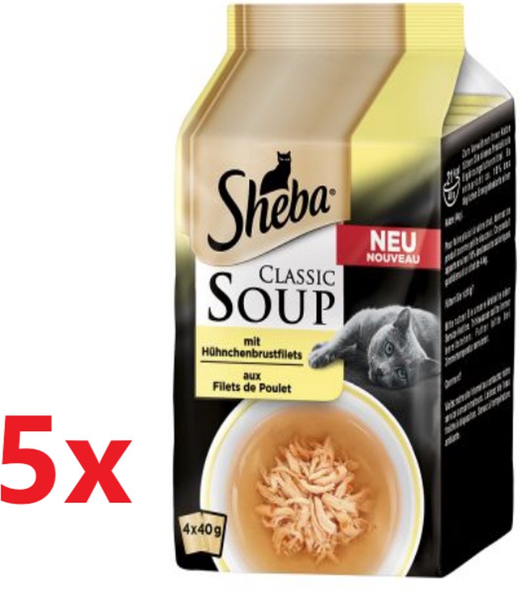 Sheba Sheba - Classic Soup Kip - Kattenvoer Multipack - 5 verpakkingen van 4x40g
