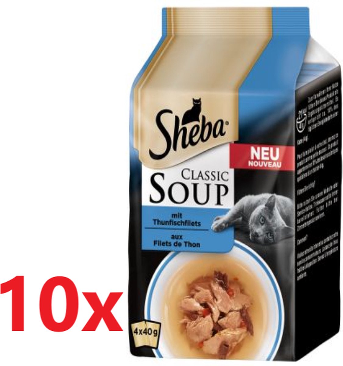 Sheba Sheba - Classic Soup Tonijn - Kattenvoer Multipack - 10 verpakingen van 4x40 g