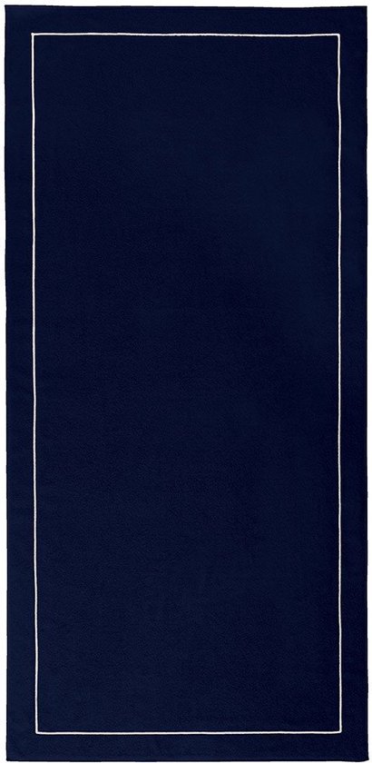Yves Delorme strandlaken - Croisiere - Marine met bourdon wit - 92x200 cm