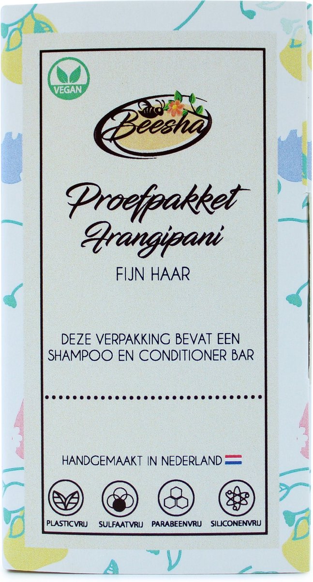 Beesha Proefpakket Frangipani Duo | Shampoo Bar & Conditioner Bar | 100% Vegan | CG Proof | Sulfaatvrij | Parabeenvrij | Silicoonvrij