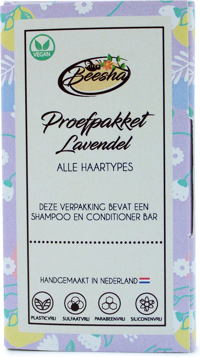 Beesha Proefpakket Lavendel Duo | Shampoo Bar & Conditioner Bar | 100% Vegan | CG Proof | Sulfaatvrij | Parabeenvrij | Silicoonvrij