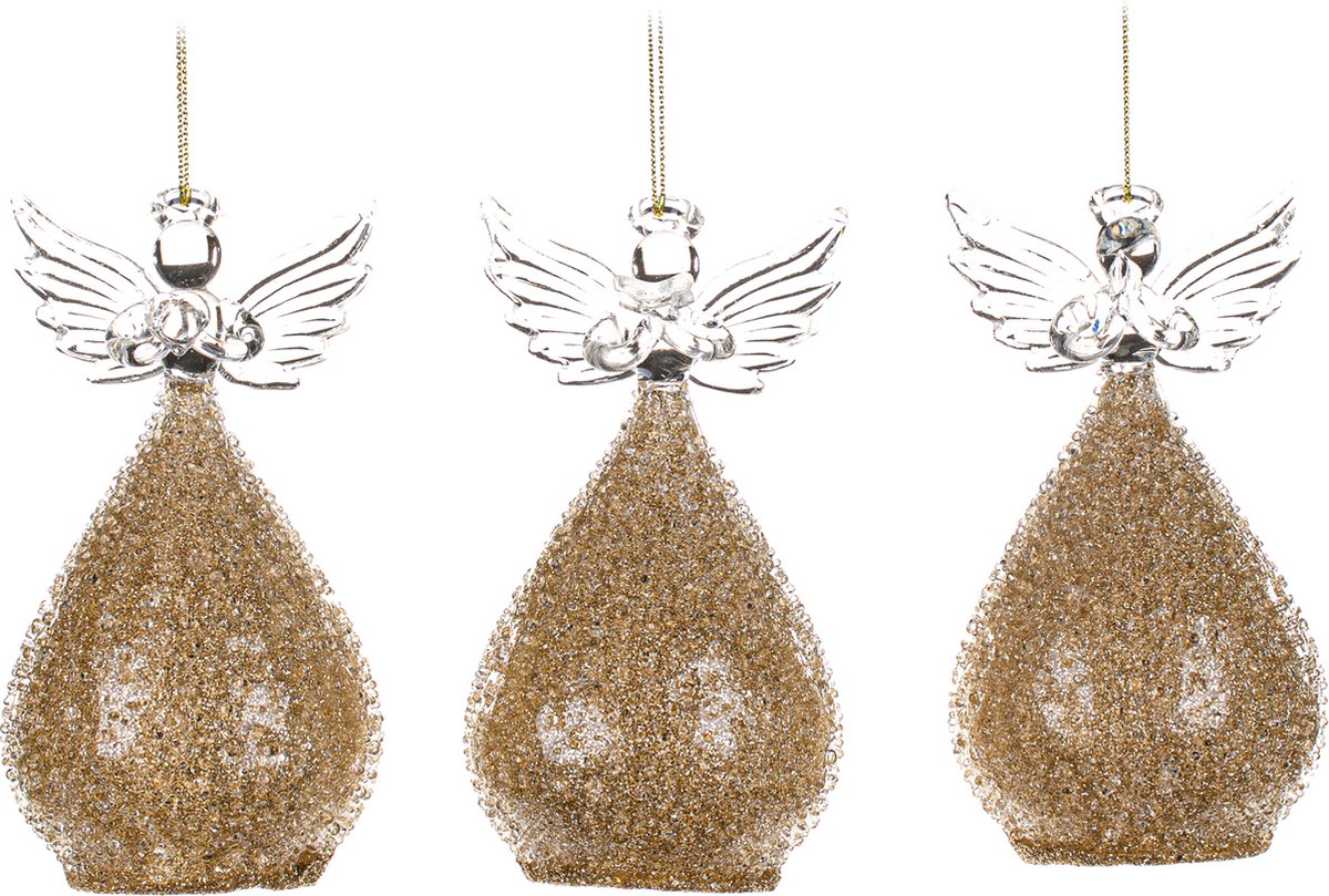 Goodwill Kerstbal-Engel Glas - Goud - 10,5 Cm Voordeel Ass. Per - 3 Stuks