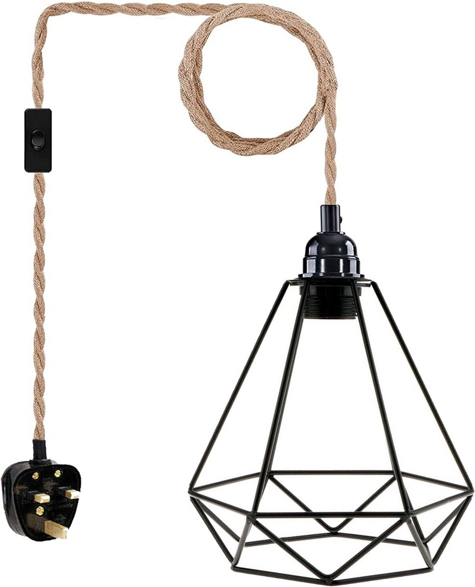 Fabric Hennep Flex Kabelset Plug In Hanglamp Licht E27 Fitting Vintage Lamp