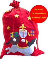 Zak Van Sinterklaas - Geschenkzak - incl. 12 Naamstickers - Design-12 - Afm. 90 x 60 cm