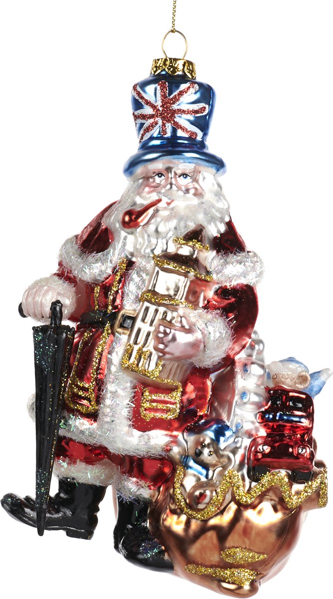 Goodwill Kerstbal-Kerstman met Kadootjes Rood-Blauw 17,5 cm