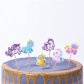 Unicorn - taarttoppers - eenhoorn cocktailprikkers - 24 stuks - taartdecoratie - verjaardag - cupcake