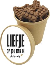 Chocolade Bouwsteentjes - Legosteentjes Bio Snoepbeker XXL [LIEFJE OP JOU KAN IK BOUWEN] Cadeau - Geschenk