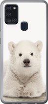 Geschikt voor Samsung Galaxy A21s hoesje - IJsbeer - Dieren - Kinderen - Wit - Jongens - Meisjes - Siliconen Telefoonhoesje