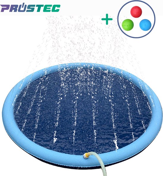Prostec® Hondenzwembad – XL Opvouwbaar – Watersproeier 150 cm – Dog Pool – Honden Bad - Fontein