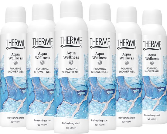 6x Therme Foaming Shower Gel Aqua Wellness 200 ml