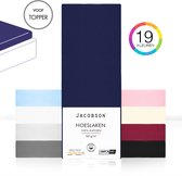 Jacobson - Hoeslaken Topper – 100% Jersey Katoen – 200x200 cm – Donkerblauw