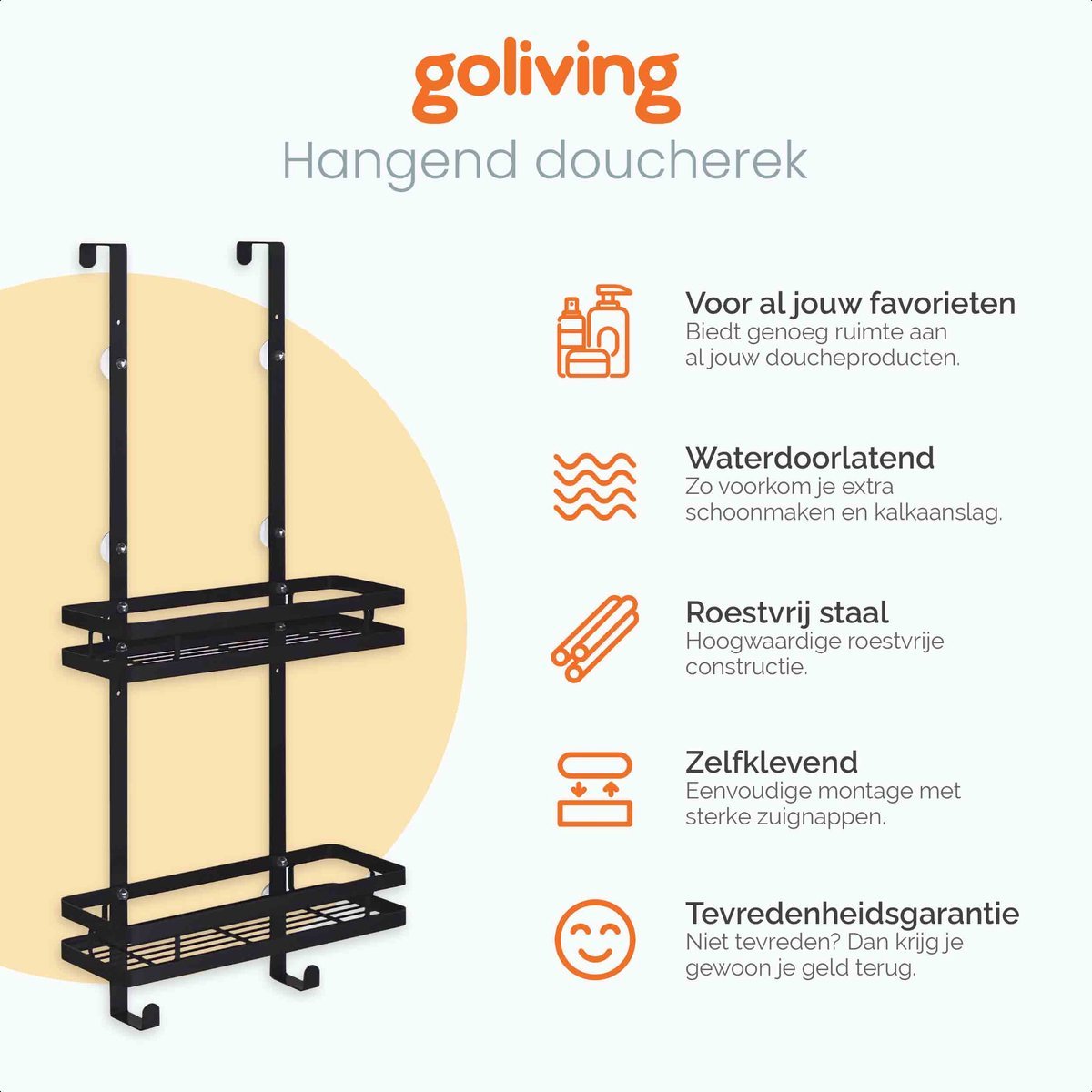 Sens Design Vacuüm hoek doucherek zonder boren