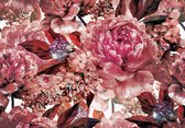Fotobehang - Vlies Behang - Bloemenkunst - Pioenrozen in het Rood - 312 x 219 cm