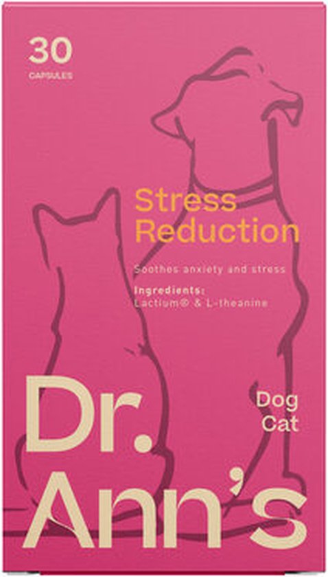 Dr. Ann's Stress Reduction - Katten en Honden Supplementen - 2 x 30 Capsules - Ondersteuning bij Stressvolle Omstandigheden - Ondertsteunt bij Onrust - Helpt te Kalmeren - Eenvoudige Toediening - Ontwikkeld door Dierenartsen