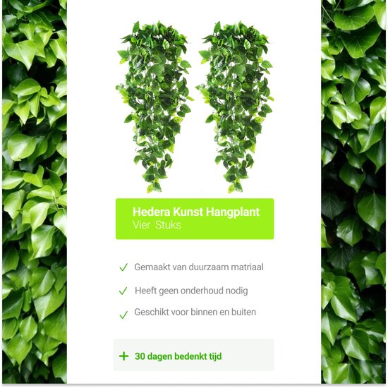 Hedera Kunst Hangplant - 4 Stuks - 110 cm - Nep Planten - Klimop Slinger - Voor Binnen en Buiten