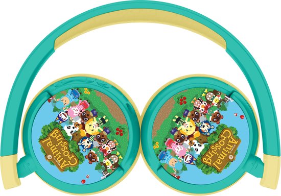 Animal Crossing - Casque junior sans fil - Limiteur de volume - Microphone - Pliable - Longue durée de lecture