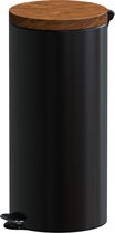 Alda Sherwood pedaalemmer soft close 30 liter 68x30 cm zwart met houtkleurig deksel