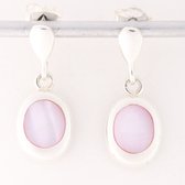 Hoogglans zilveren oorstekers met roze parelmoer