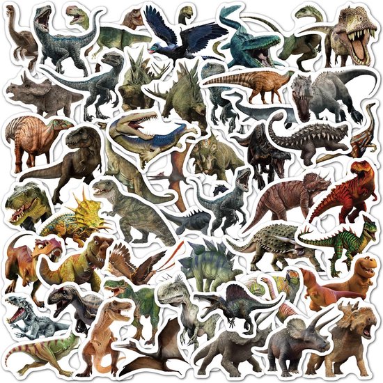 Dinosaurus Stickers - 50 Stuks - Jurassic World - Jurassic Park - Dinosauriërs - Dino Stickers - Laptop Stickers - Vinyl Stickers - Watervaste Stickers - Stickers voor Kinderen - Jurassic Park Dominion - Dino’s - Stickers voor Jongens - Kinderen