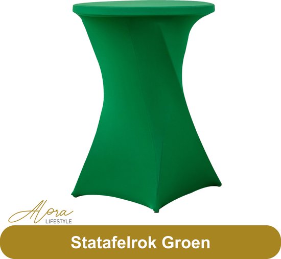 Statafelrok groen 80 cm - partytafel - Alora tafelrok voor statafel - Statafelhoes - Bruiloft - Cocktailparty - Stretch Rok