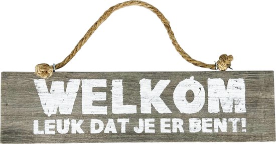 3BMT Tekstbord Welkom leuk dat je er bent!- Wandbord steigerhout - 30