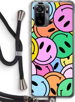 Case Company® - Hoesje met koord geschikt voor Xiaomi Redmi Note 10 Pro hoesje met Koord - Smiley N°1 - Telefoonhoesje met Zwart Koord - Bescherming aan alle Kanten en Over de Schermrand