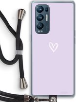 Case Company® - Hoesje met koord geschikt voor Oppo Find X3 Neo hoesje met Koord - Klein hartje paars - Telefoonhoesje met Zwart Koord - Bescherming aan alle Kanten en Over de Schermrand