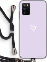 Case Company® - Hoesje met koord geschikt voor Samsung Galaxy A03S hoesje met Koord - Klein hartje paars - Telefoonhoesje met Zwart Koord - Bescherming aan alle Kanten en Over de Schermrand