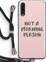 Case Company® - Hoesje met koord geschikt voor Samsung Galaxy A50 hoesje met Koord - Morning person - Telefoonhoesje met Zwart Koord - Bescherming aan alle Kanten en Over de Schermrand