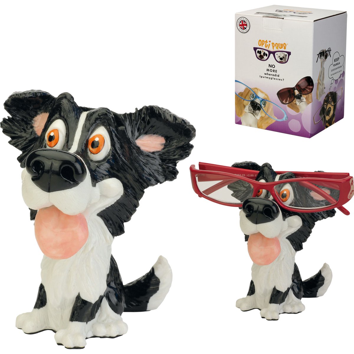 MadDeco - ludieke brillenstandaard Border Collie pup - polystone - 12 cm hoog - onze kleine vriendjes - brillenhouder
