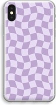 Case Company® - Hoesje geschikt voor iPhone XS hoesje - Grid Paars - Soft Cover Telefoonhoesje - Bescherming aan alle Kanten en Schermrand